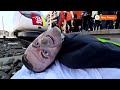France: Macron effigy laid on train tracks in protest - 01:02 min - News - Video