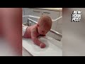 Newborn baby shocks mother by crawling at three days old
