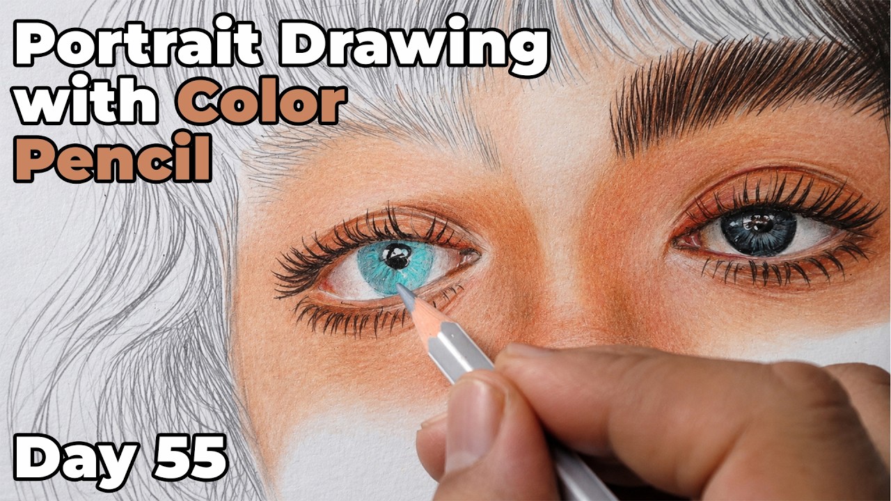 Portrait Drawing with Color Pencil for Beginners | FREE 60-Day Drawing Course 🎨 - Day 55