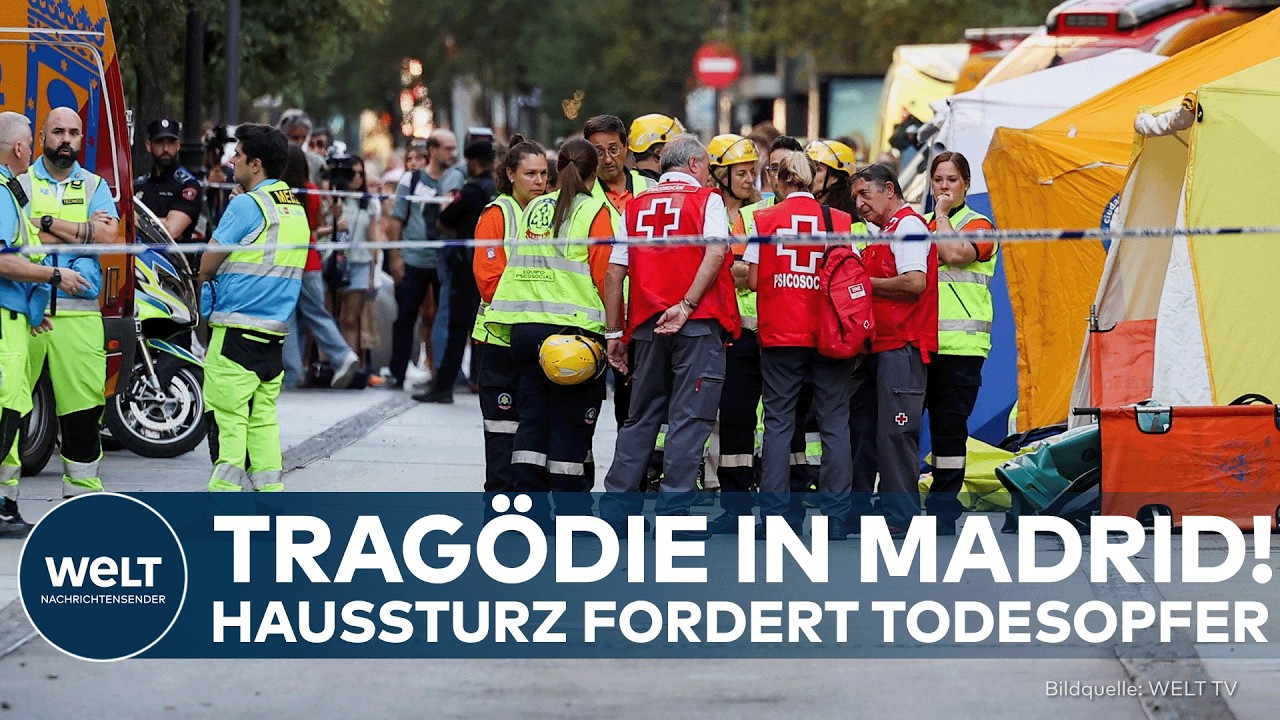 MADRID: Sechsstöckiges Gebäude stürzt ein! – Vier Tote nach Bauarbeiten im Stadtzentrum