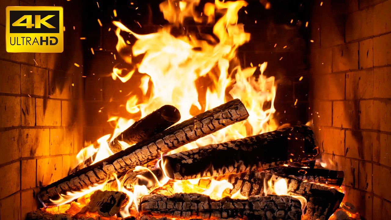 🔥 Fireplace Endless Warmth (12 Hours) with Wood Fire Crackles and Glowing Coals for Autumn Vibes