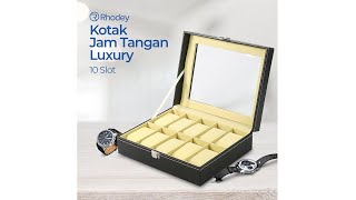 Pratinjau video produk Rhodey Kotak Jam Tangan Luxury Elegant Watch Box PU Leather 10 Slot - Z-0003