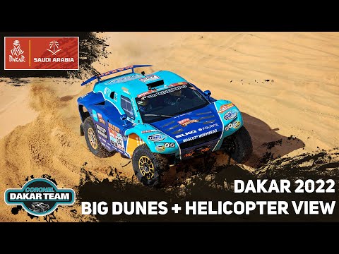 Stunning view from the helicopter and big dunes in a quick stage stage 3 Dakar 2022
