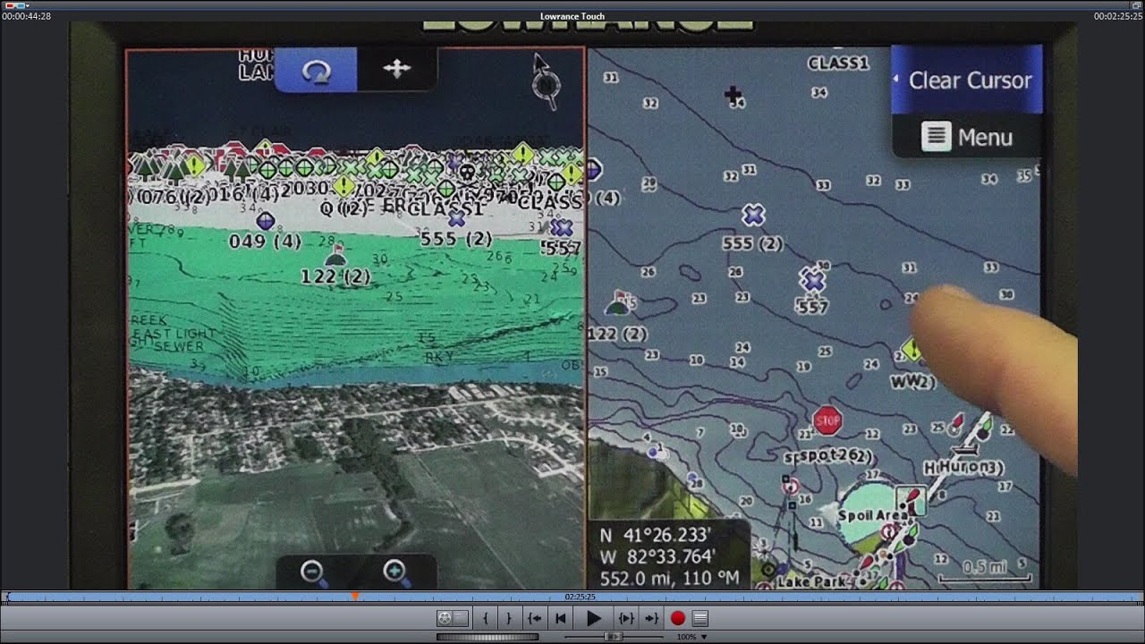 Lowrance HDS Touch two map chips at the same time - YouTube