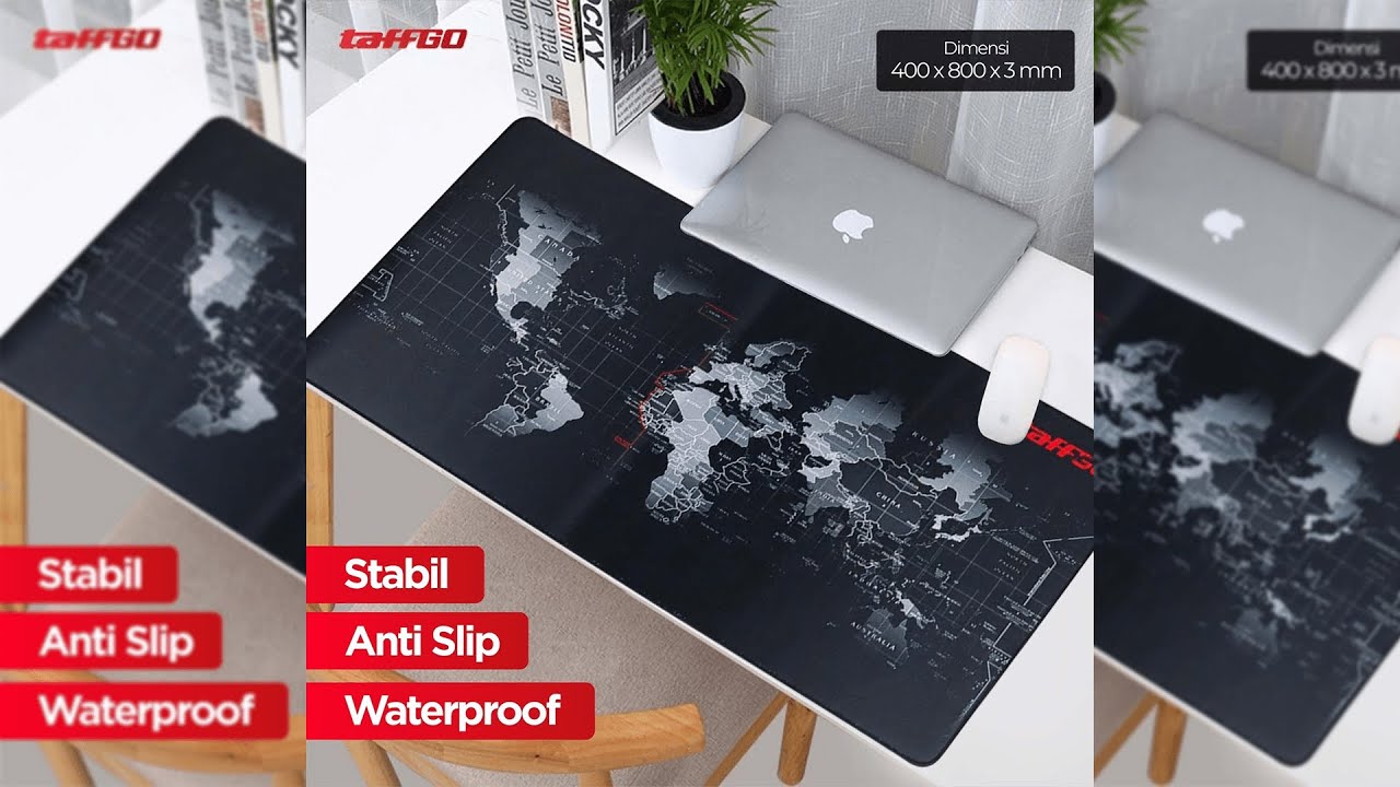 Pratinjau video produk TaffGO Gaming Mouse Pad Desk Mat Motif Peta Dunia 300x800x2mm - MP002