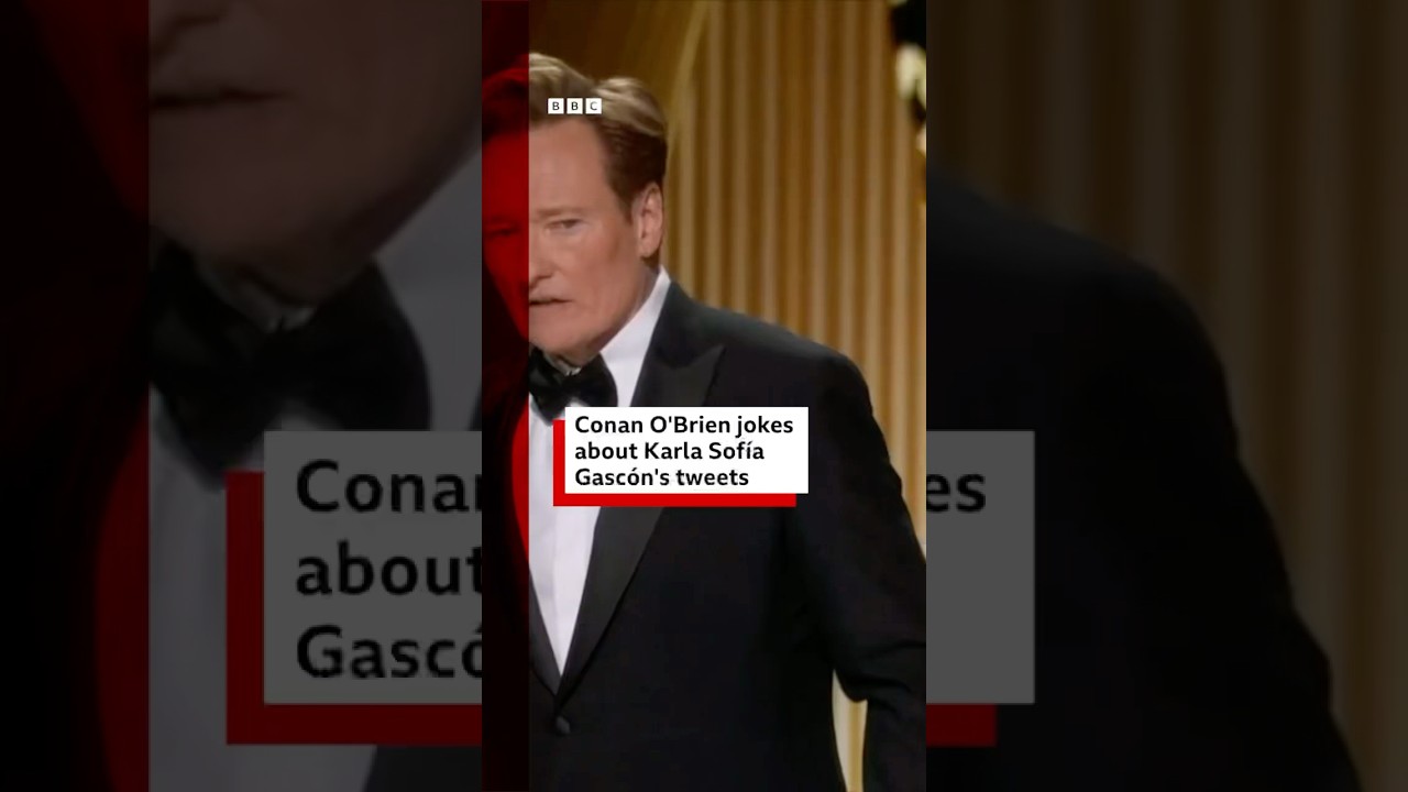 Conan O’Brien jokes about Karla Sofía Gascón’s tweets at the Oscars. #EmiliaPerez #Oscars #BBCNews