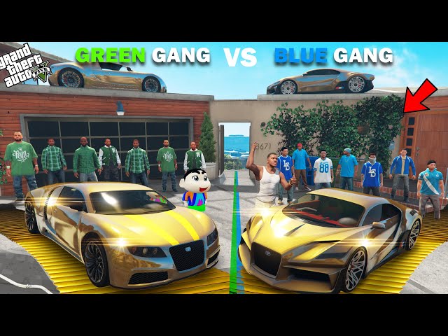 Franklin Blue Gang VS Shinchan Green Gang Gold Bugatti Challenge In GTA 5!