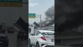 Semi on fire before falling off I-65 in Louisville