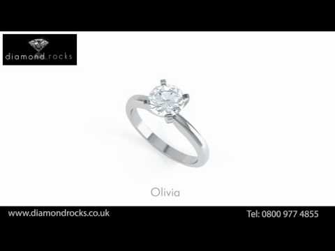 Olivia - Four Claw Round Diamond Ring - YouTube