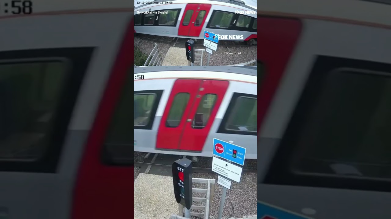 SEE IT: Heart-stopping moment teen narrowly escapes being hit by train #shorts #foxnews #news
