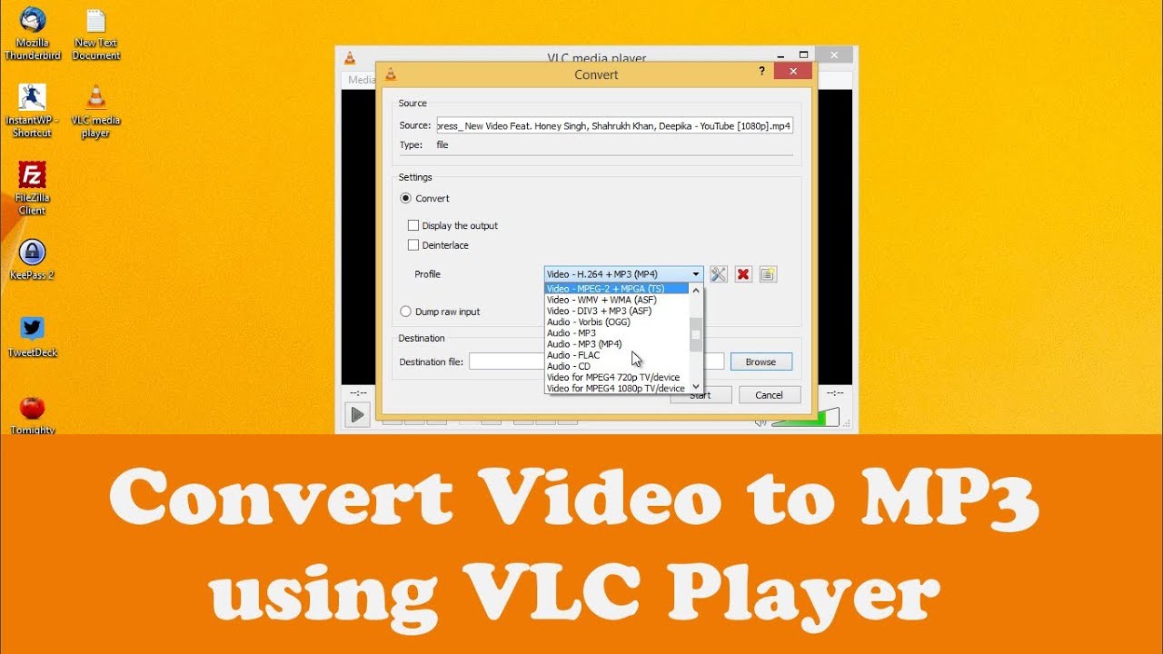 Using vlc media player to convert video - pgpana