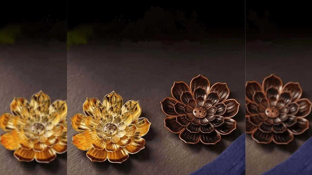 Pratinjau video produk TaffHOME Tempat Dupa Three Layer Lotus Incense Holder Zinc Alloy - YJ-T1