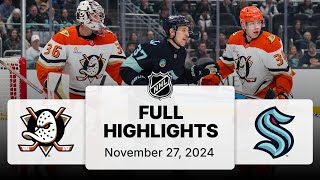 NHL Highlights | Ducks vs. Kraken | November 27, 2024