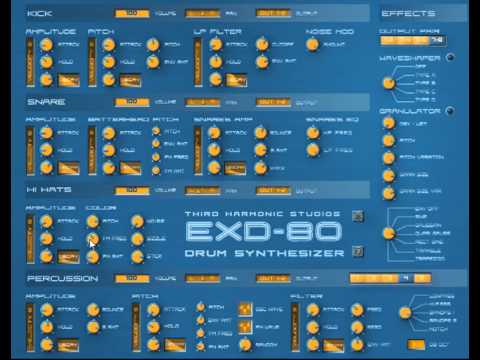 Third Harmonic Studios EXD-80 VST Drum Synth Demo