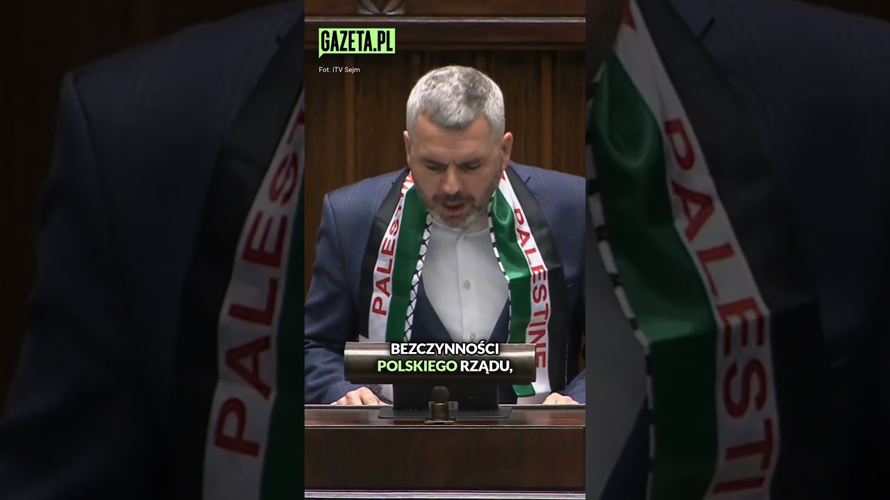 Maciej Konieczny przyszedł do Sejmu w szaliku z napisem "Palestine" #shorts
