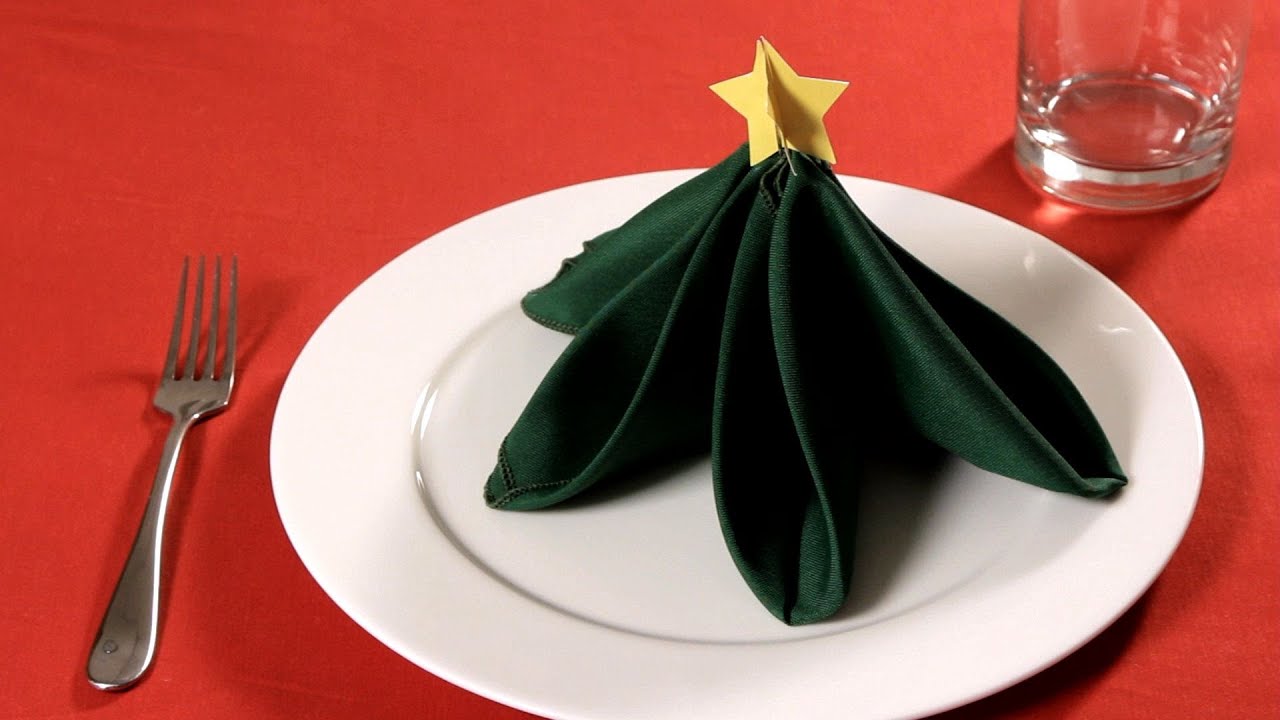 how-to-fold-a-napkin-into-a-christmas-tree-napkin-folding-youtube
