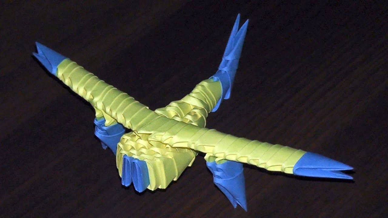 3D origami airplane (aircraft, plane) tutorial (instruction) YouTube