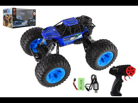 Auto RC Off-Road terénní 2,4GHz plast 32cm dobíjecí pack+baterie modré v krabici 38x23x26cm