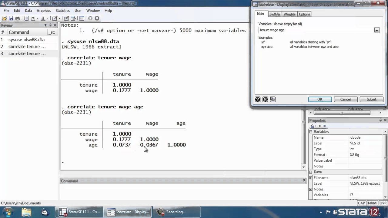 Pearsons Correlation Coefficient In Stata® Youtube