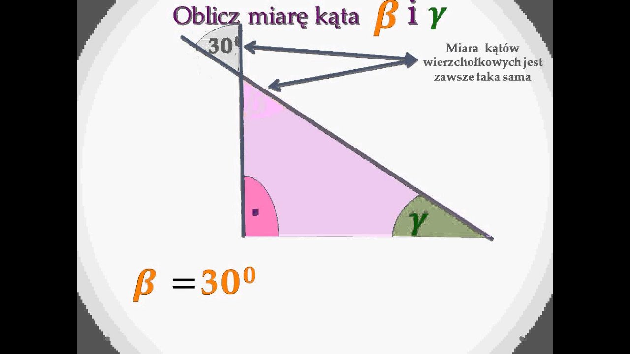 Obliczanie Miar Kątów W Trójkącie Obliczanie miar kątów w trójkacie prostokątnym znając miarę kąta