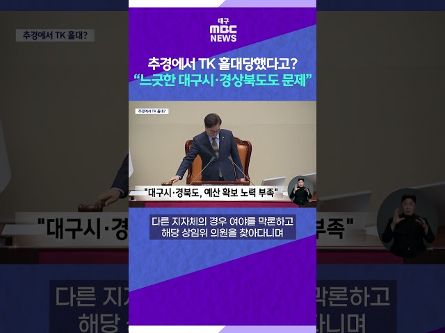 추경에서 TK 홀대당했다고? “느긋한 대구시·경상북도도 문제” #shorts (대구MBC)