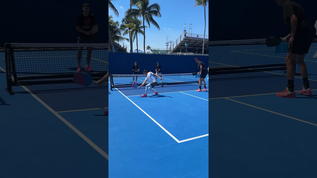 Perfectly clipped the corner lines of the court to end the point 🤯 #pickleball #shorts