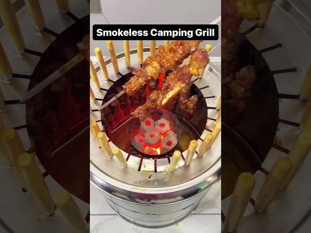 Product Link in Bio ( # 2224 ) ✅ Smokeless BBQ Time Stainless Steel Camping Grill