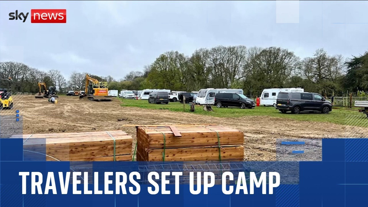 Travellers met by unhappy locals as they set up camp in southern England