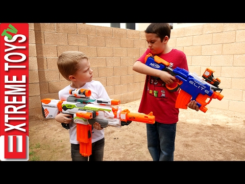 Nerf Blaster Madness! Ethan And Cole Nerf Modulus Mess 