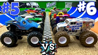 Toy Diecast Monster Truck Racing Tournament | Throwback Race #4 |  2019 Series #5 🆚 #6 Who Wins?