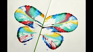 Motyle malowane przy pomocy sznurka. Ciekawa praca plastyczna i eksperyment w jednym. Butterflies pa