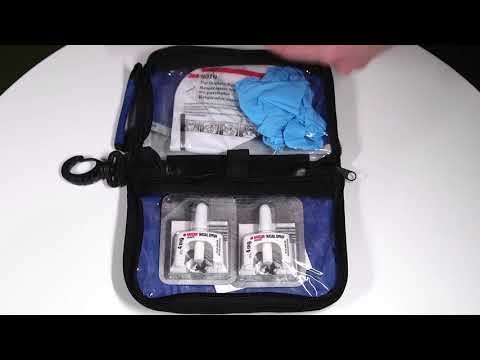 The kits, designed to be kept in the workplace, contain two doses of Narcan nasal spray, a surgical mask and gloves, and instructions on administering Narcan. The kits, designed to be kept in the workplace, contain two doses of Narcan nasal spray, a surgical mask and gloves, and instructions on administering Narcan.