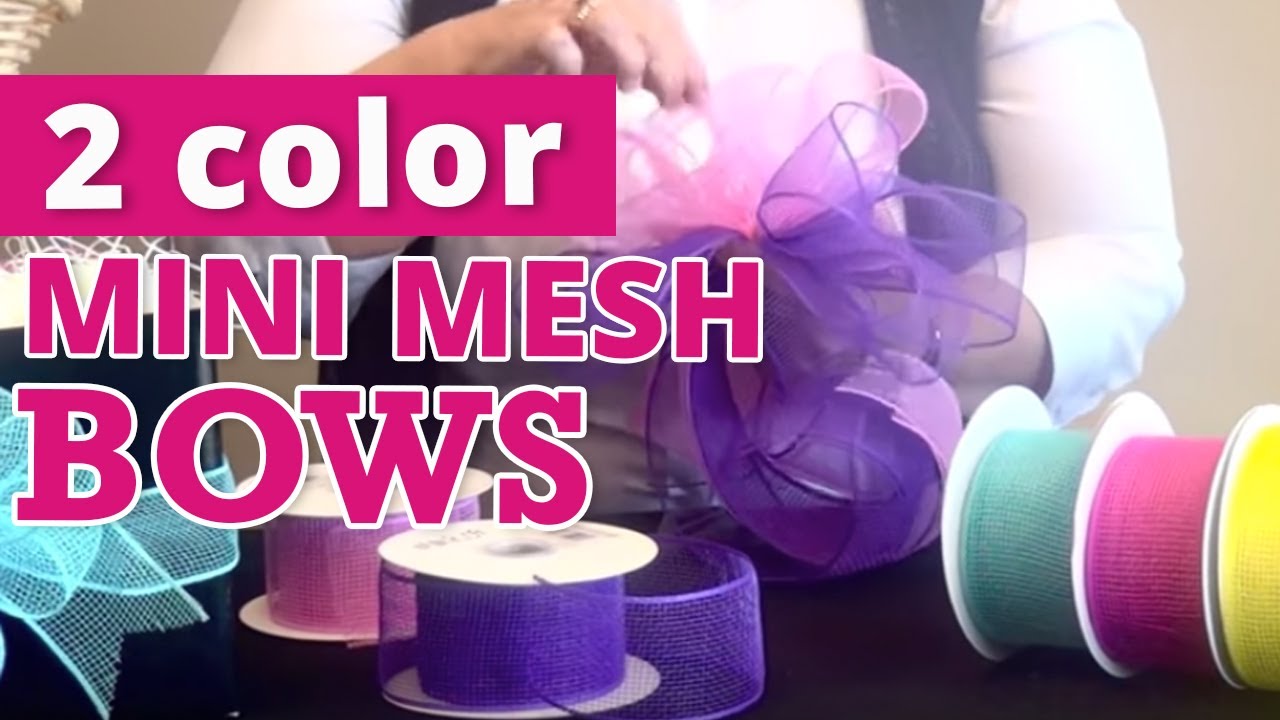 How To Make Mini Mesh Bows With 2 Colors - YouTube