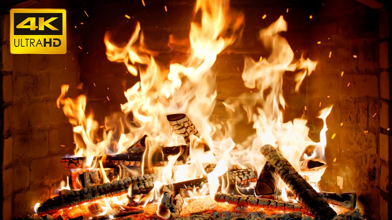 🔥 Evening Glow Fireplace with Crackling Logs and Burning Fire Sounds for Serene Winter Holidays