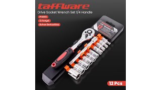 Pratinjau video produk Taffware Kunci Pas CR-V Drive Socket Wrench Set 1/4 Handle 12 PCS
