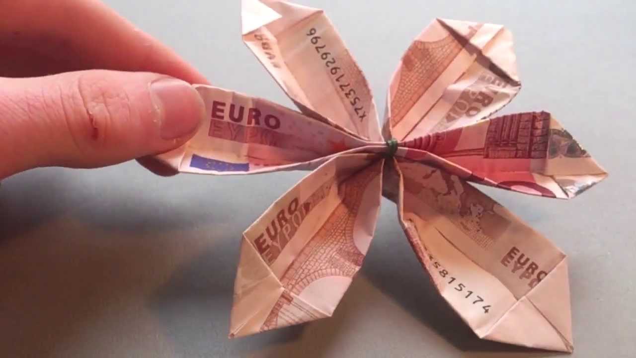 Bastelanleitung Blume aus Geld falten Blume aus Origami machen YouTube