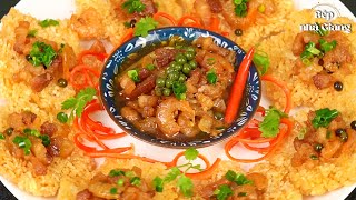 Cơm cháy kho quẹt cấp tốc, cơm cháy giòn tan, kho quẹt thơm ngon đậm đà