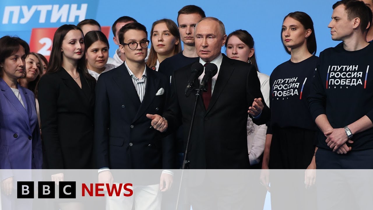 Putin claims landslide victory in Russia as the West condemn 'pseudo-election' | BBC News