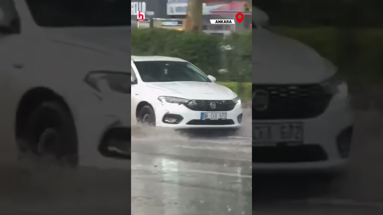 Başkent Ankara'da sağanak yağış etkili oldu araçlar yağış altında güçlükle ilerledi! #shorts