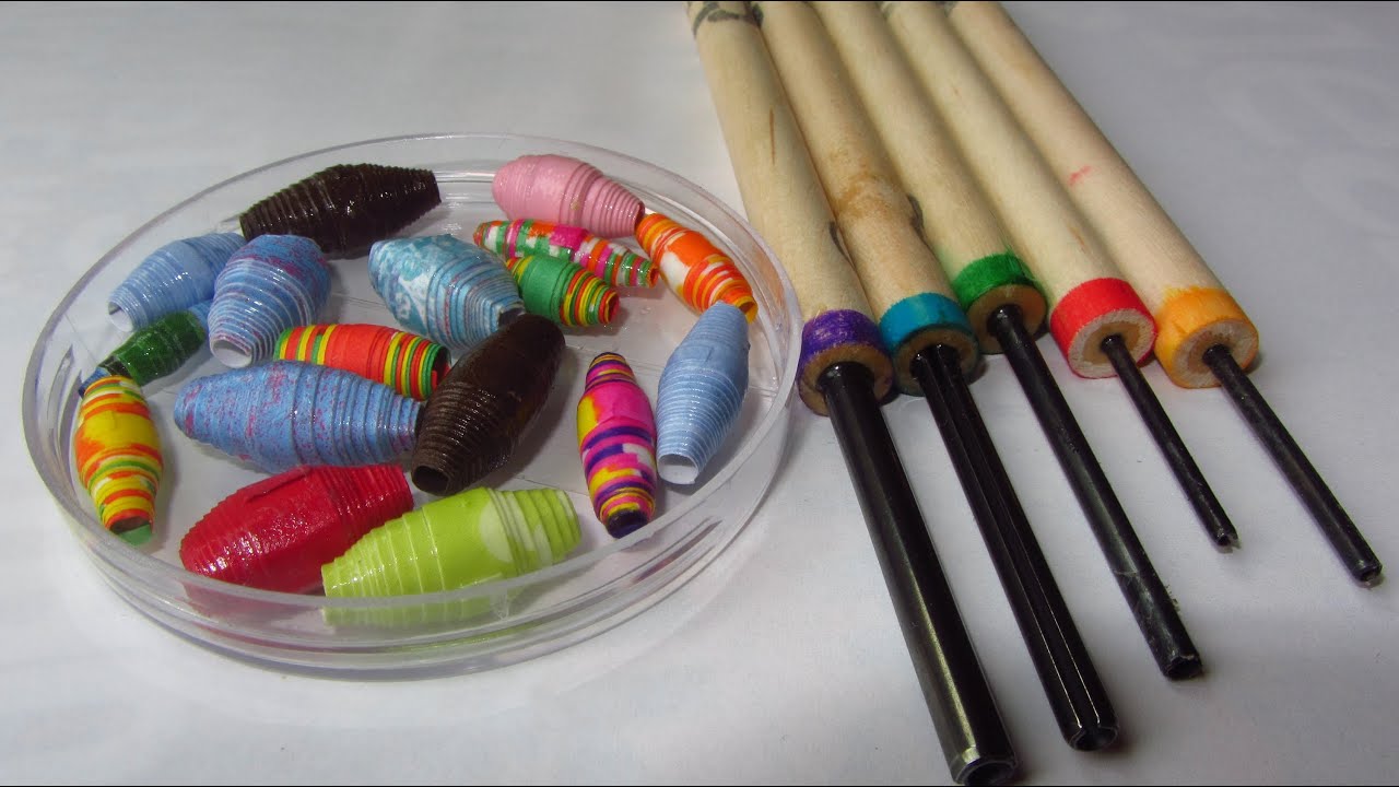 How To Make Paper Beads With Paper Bead Rollers Craft Tutorial Youtube