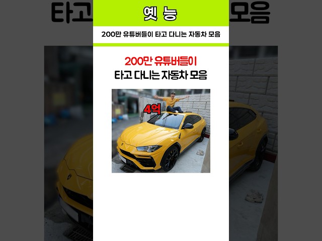 200만 유튜버들이 타고 다니는 자동차 모음