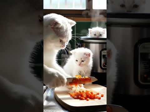 They Used to Hunt for Food… Now They Help Cook Dinner. #CatStory #IndoorCat #KitchenCat