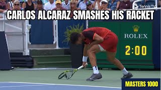 Carlos Alcaraz smashes his racket! Is that a first? (Cincinnati 2024)