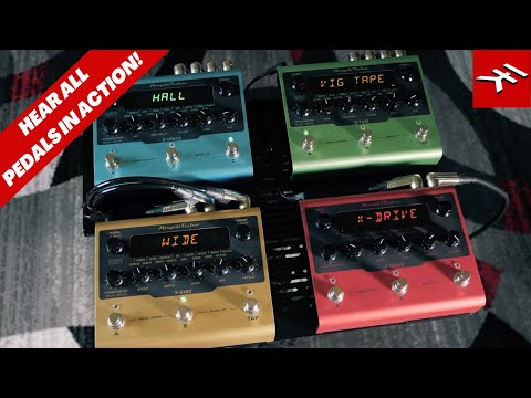 Combined AmpliTube X-GEAR distortion, delay, reverb, modulation pedals demonstration