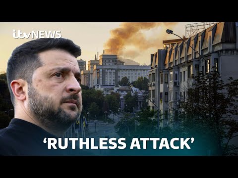 Baby killed and government building hit in unprecedented Russian drone attack on Kyiv | ITV News
