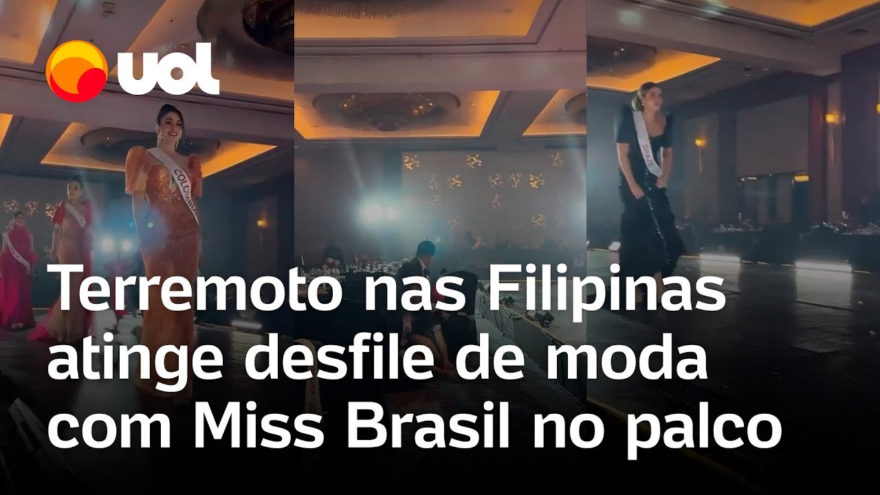 Terremoto gera pânico durante desfile nas Filipinas Miss Brasil estava no palco durante tremor