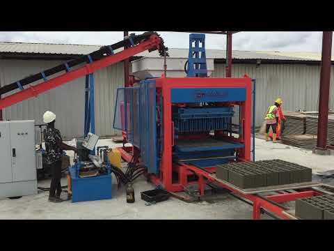 Conmach BlockKing-36MS Concrete Block Moulding Machine during 8 inch Hollow Block Production