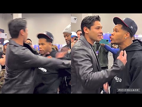Ryan garcia shoves devin haney in first face off for mega fight - all hell breaks loose!