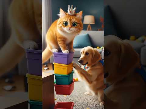 Superman's dog moves things and saves the gun cat 🐶☢️ #cat #catvideos