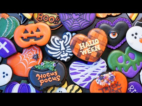 ハート型だけでハロウィンクッキーにする20アイデア🎃💜【アイシングクッキー】satisfying cookie decorating｜Spooky Halloween cookies